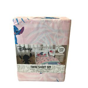 Disney Stitch Twin SIze 3 Piece Sheet Set Tropical Florals